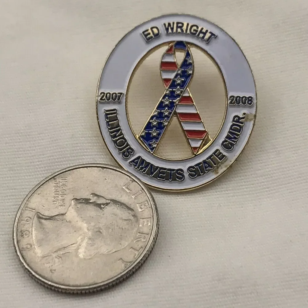 AMVETS Illinois State Commander Pin Ed Wright 2007-2008 Patriotic Collectible